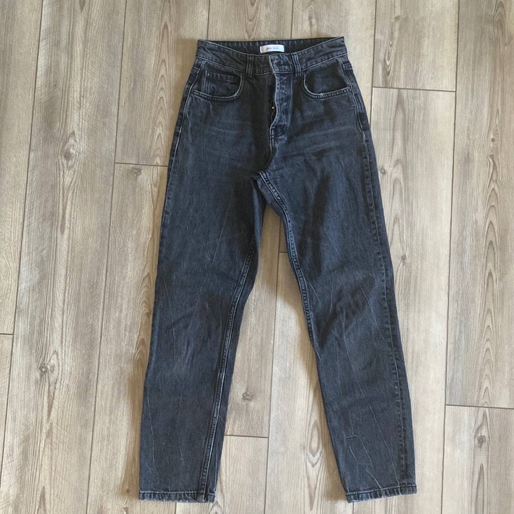 BUTTON FLY CHARCOAL JEANS - SIZE 24